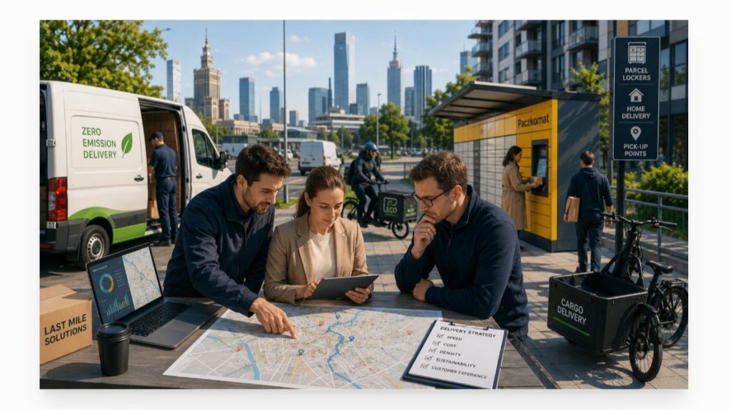 Team coordinating urban last-mile delivery operations in Poland