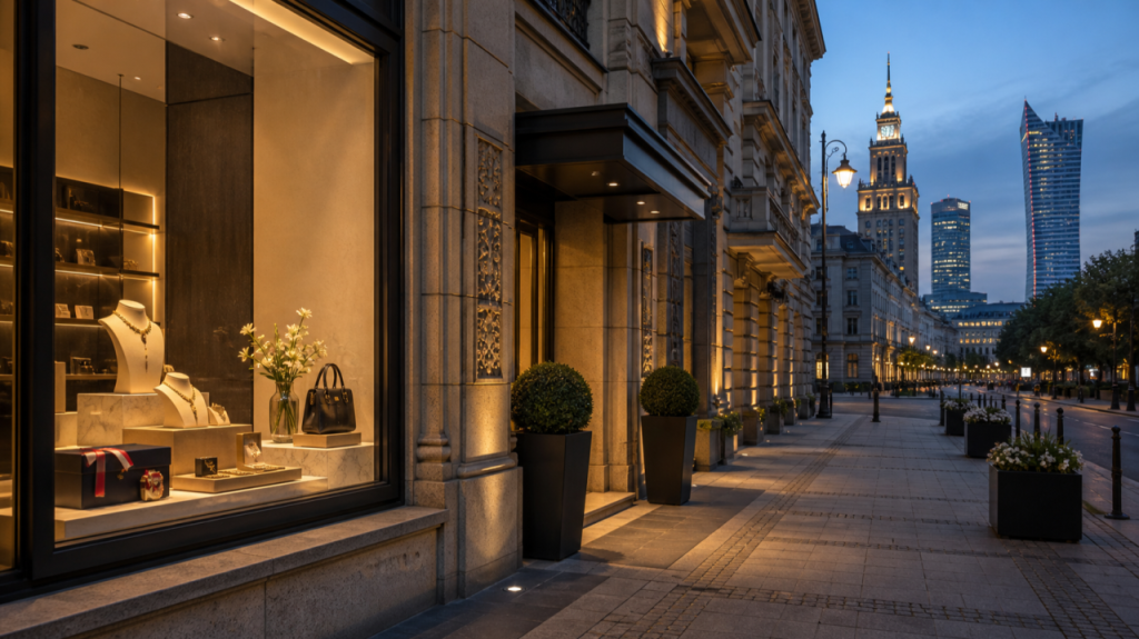 Luxury retail storefront in Poland’s premium consumer market