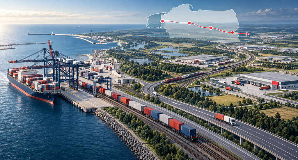 Inland logistics hubs east of Gdańsk, Poland