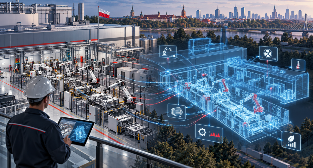 Digital twin technology monitoring an industrial facility in Poland