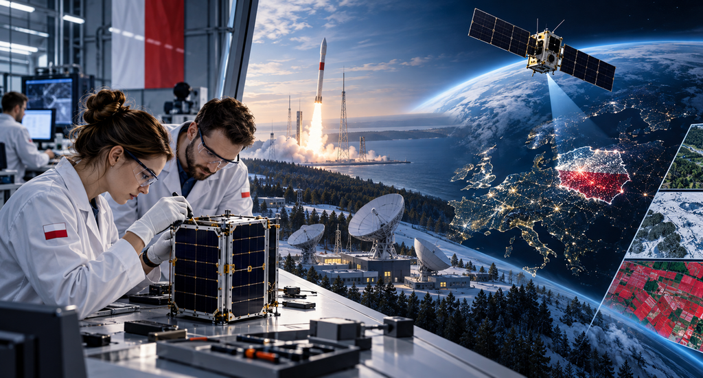 Engineer working with satellite technology in Poland’s space-tech ecosystem